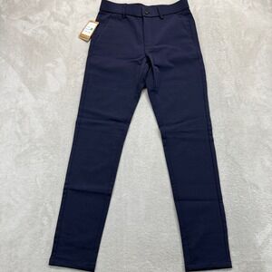 Plaid & Plain Pants Mens 27x30 Navy Blue Skinny Fit Dress Chino Performance NWT
